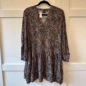 GAP Multicolor Floral V-Neck Dress with Peplum